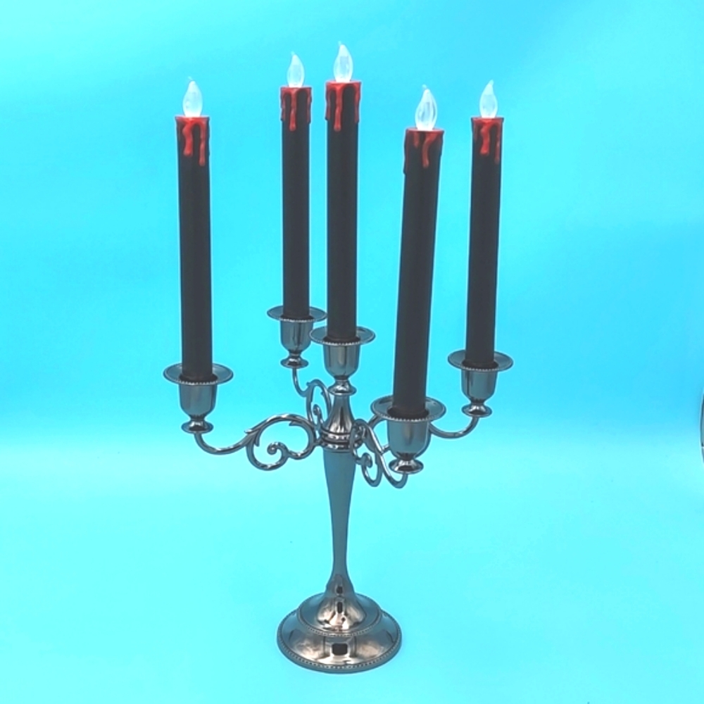 Candelabra Halloween Decor 5 Candles Bloody Flameless Gothic with remote